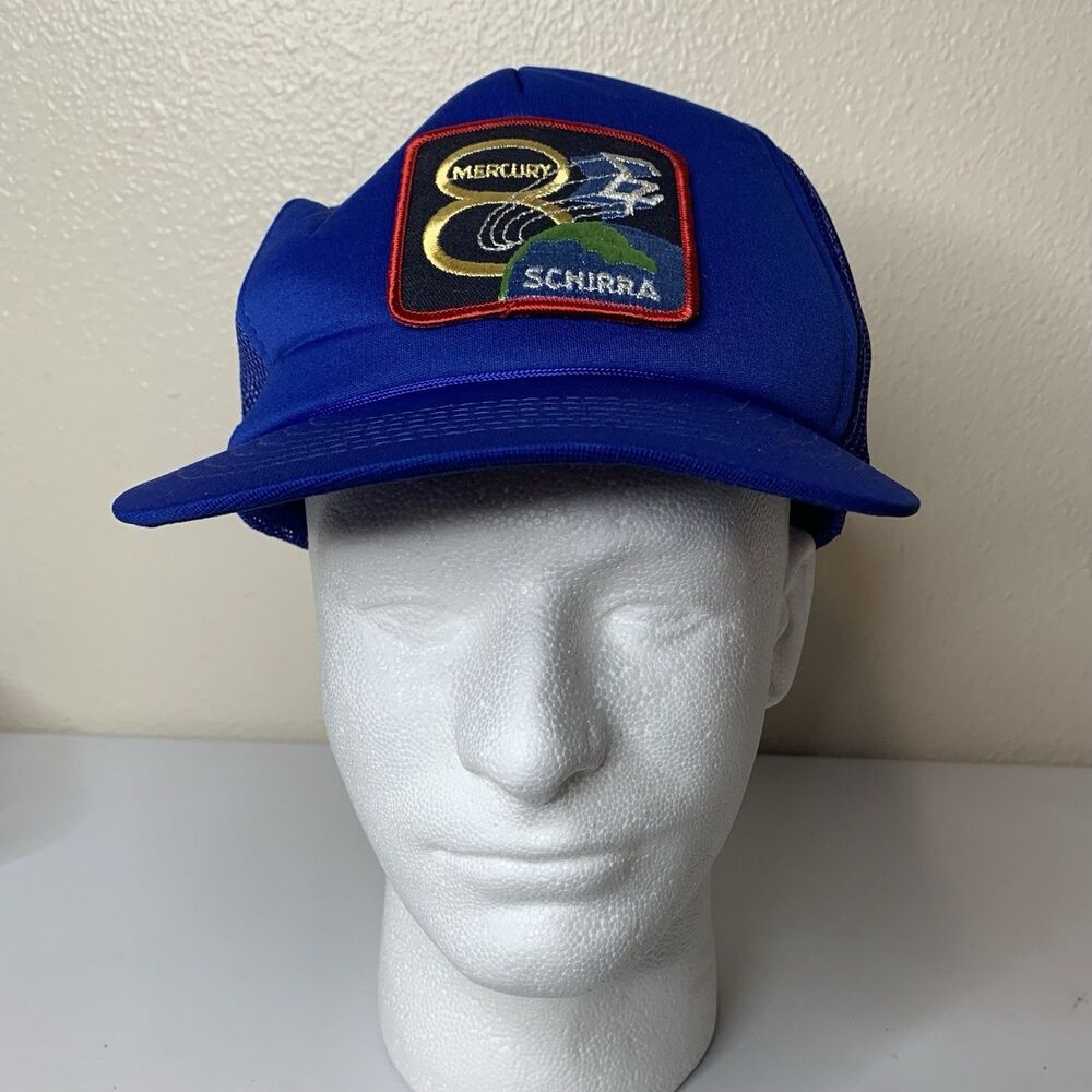 Mercury 8 Schirra Blue Hat Mesh SnapBack Headwear Sz OS